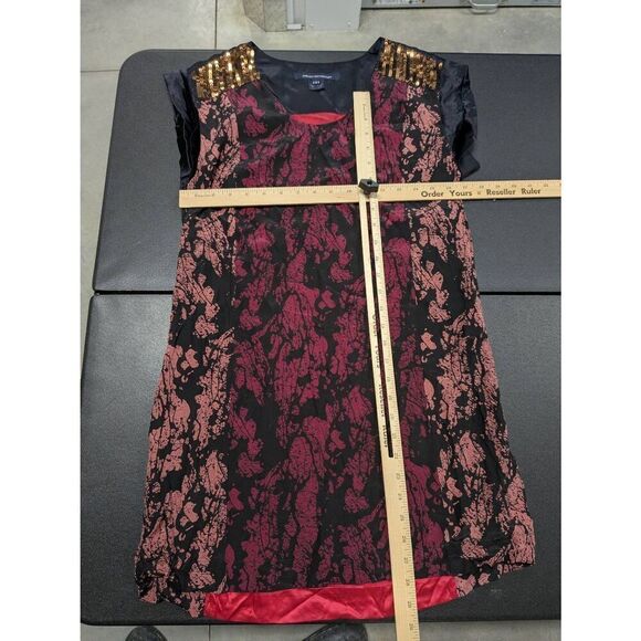 French Connection Silk Tunic Black and Red Dress Women's 4 - Picture 5 of 5
